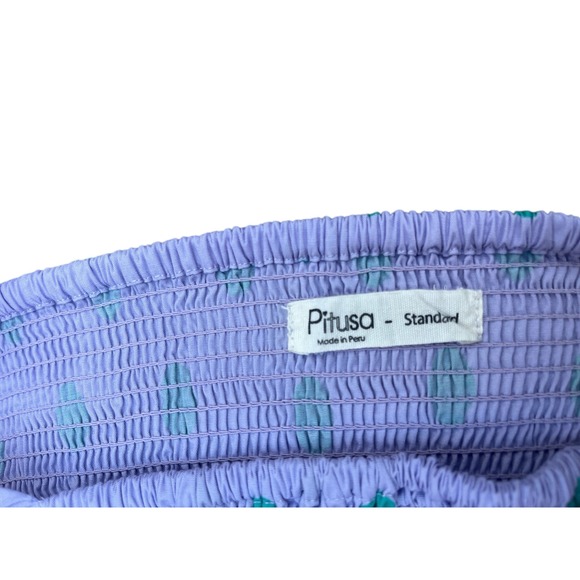 Pitusa Standard Polka Dot Smocked Puff Sleeve Mini Dress Purple Teal - Picture 2 of 3